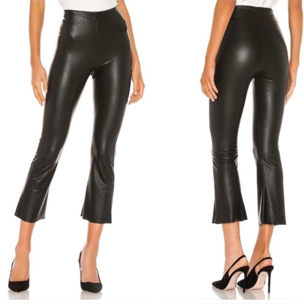 Commando Black Faux Leather Cropped Flare Pants